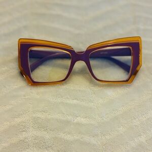 Retro Oversized Purple and Orange Square Glasses